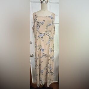 Vintage Kathie Lee Collection Beige Floral Midi Dress